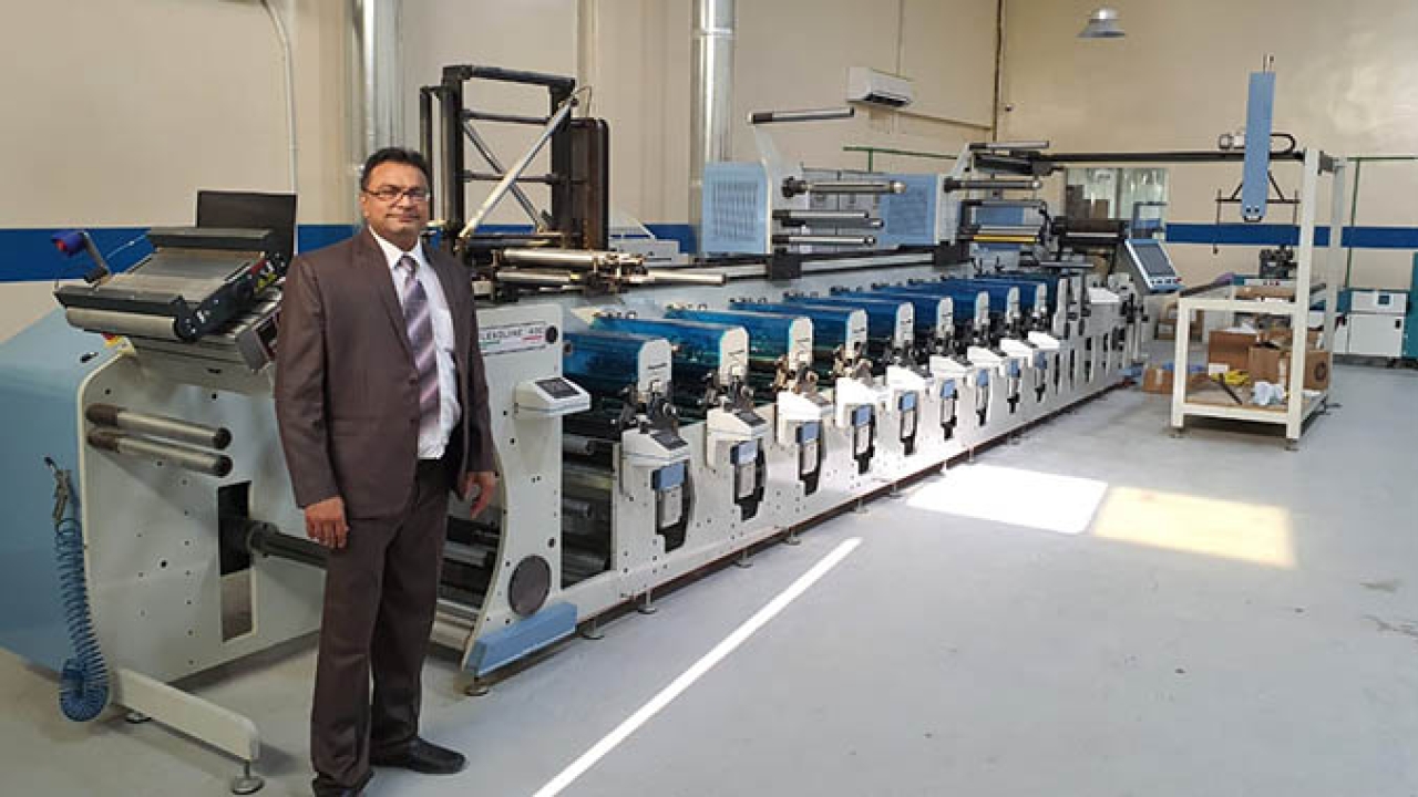 Saqar Ali, owner, Paramount Label Printing Press, with his new Lombardi Flexoline 430