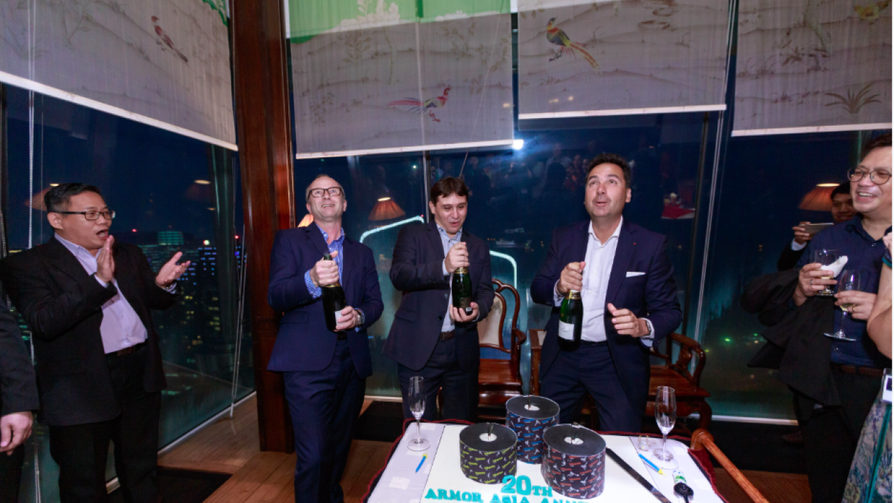 L-R: Mark Day, Wesley Alves and Hubert de Boisredon celebrate the anniversary L-R: Mark Day, Wesley Alves and Hubert de Boisredon celebrate the anniversary