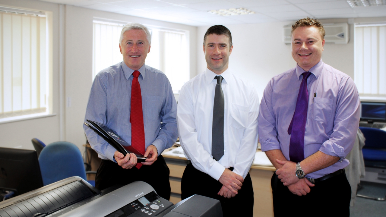 Pictured (from left): Simon Smith, Neil Churchill and Adam James, production director, of CS Labels