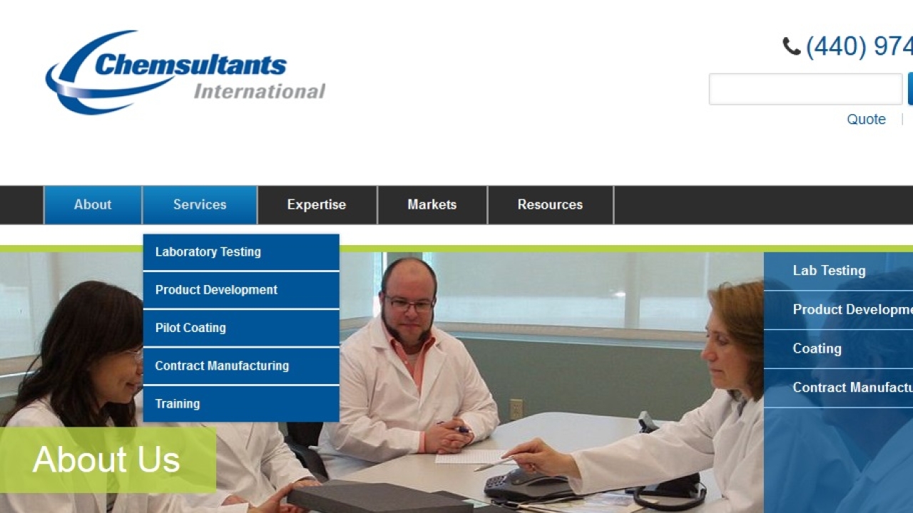 Chemsultants' new website, at www.chemsultants.com, includes information on its methodology and techniques in taking a new product from scale-up to commercialization, on its available training options and on its team, with professional bios now available by reading their professional bios