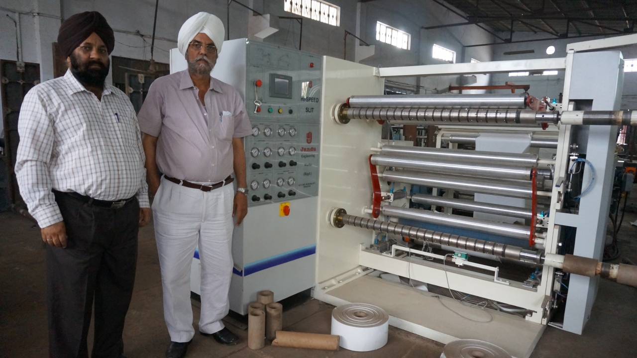 Baldev Singh Jandu, CEO, Jandu Engineering with his son at the comapny's production floor in Noida