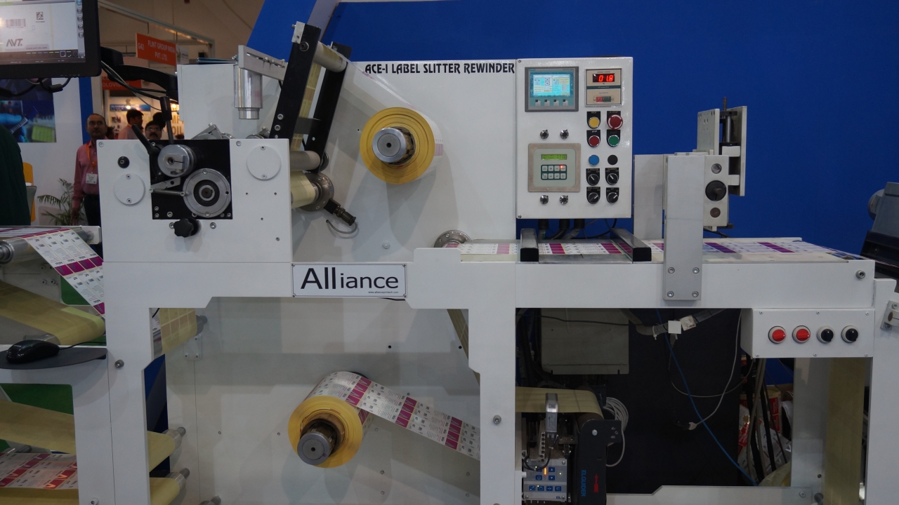 The ACE 1 slitter rewinder displayed at Labelexpo India
