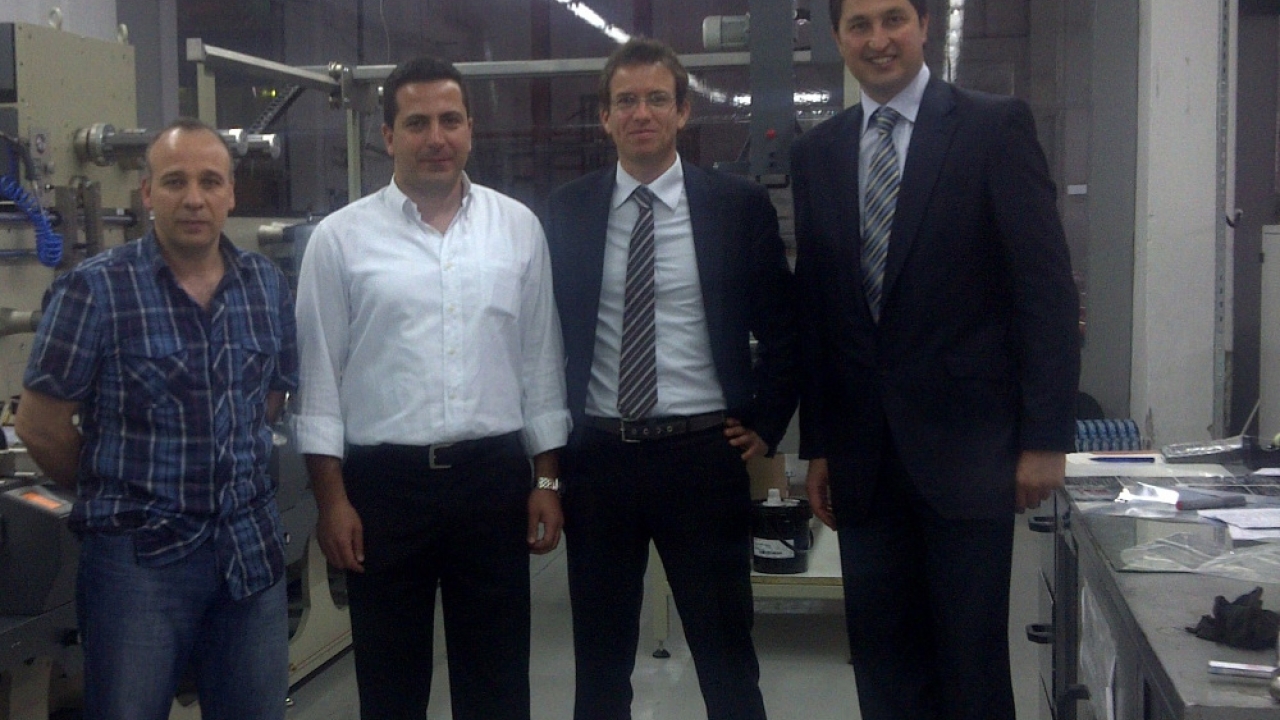Pictured (from left): Muharrem Karaca and Mehmet Asman of FTK Ambalaj; Giorgio Deliziosi, Nuova Gidue; and Mert Gomerc from IMEX Group, which represents Nuova Gidue in Turkey 