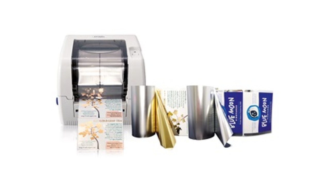 The FX400e Foil Imprinter is an optional accessory to Primera’s LX color Label printers, applies shiny gold and silver borders, fonts and other graphics to inkjet- or laser-printed labels