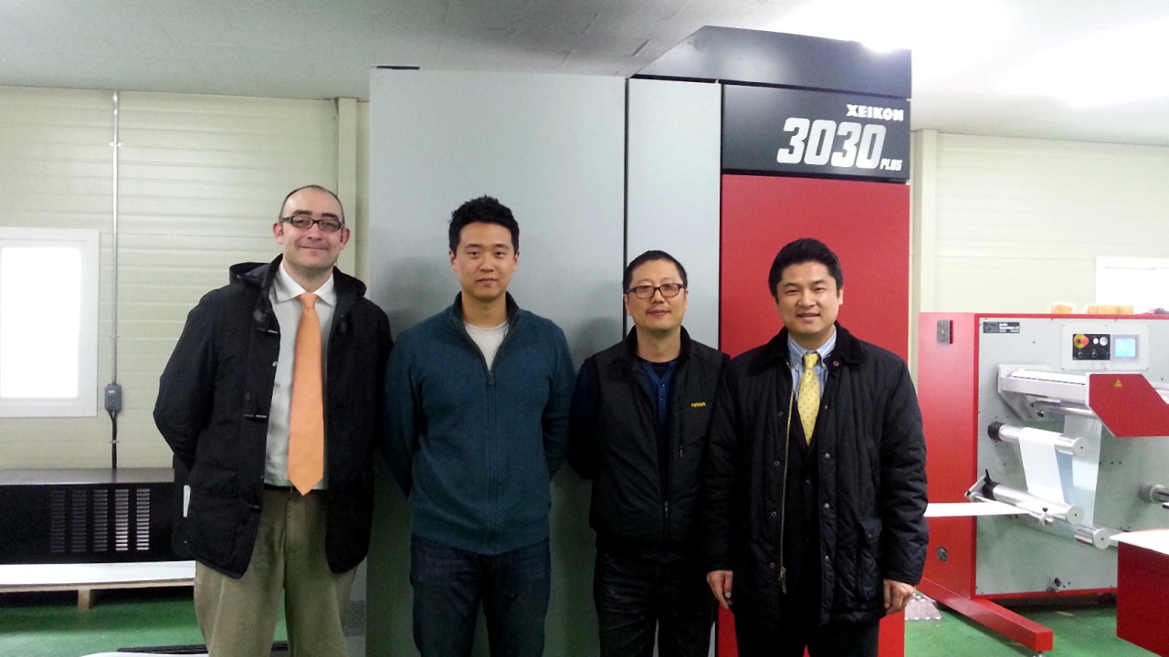 Pictured: (L-R) Josep Roca, Xeikon area sales manager for Asia, Mr. Doh, Hana digital business unit manager, Youngchae Son, Hana Label production department and Seongyong Yoon, sales director Pictured: (L-R) Josep Roca, Xeikon area sales manager for Asia, Mr. Doh, Hana digital business unit manager, Youngchae Son, Hana Label production department and Seongyong Yoon, sales director