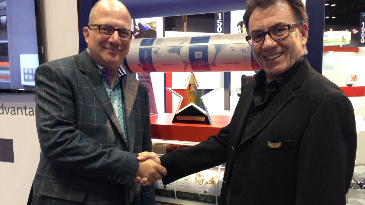 Mike D’Angelo (left), managing director of Goss International Americas, and Elie Khoury, Alwan Color Expertise founder and president Mike D’Angelo (left), managing director of Goss International Americas, and Elie Khoury, Alwan Color Expertise founder and president