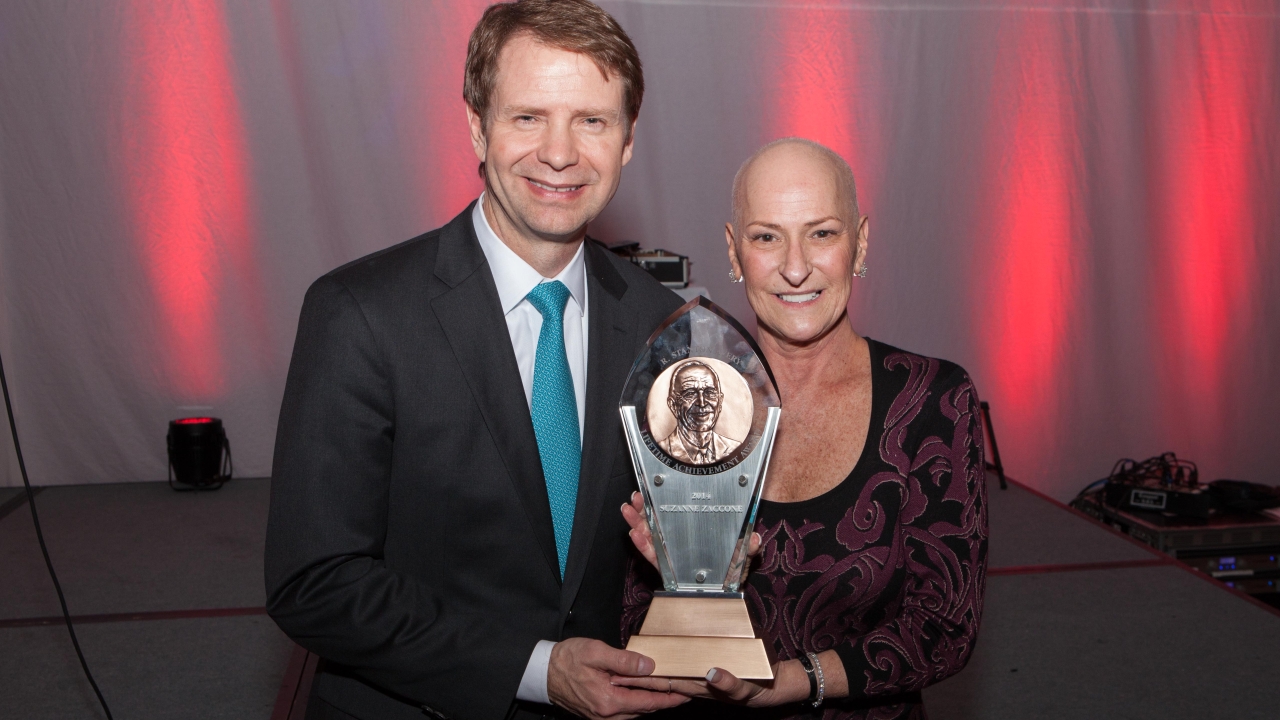 The main award of the night, the prestigious 2014 R. Stanton Avery Lifetime Achievement Award, went to Suzanne Zaccone (pictured), executive vice-chairman and formerly president and co-owner of GSI Technologies