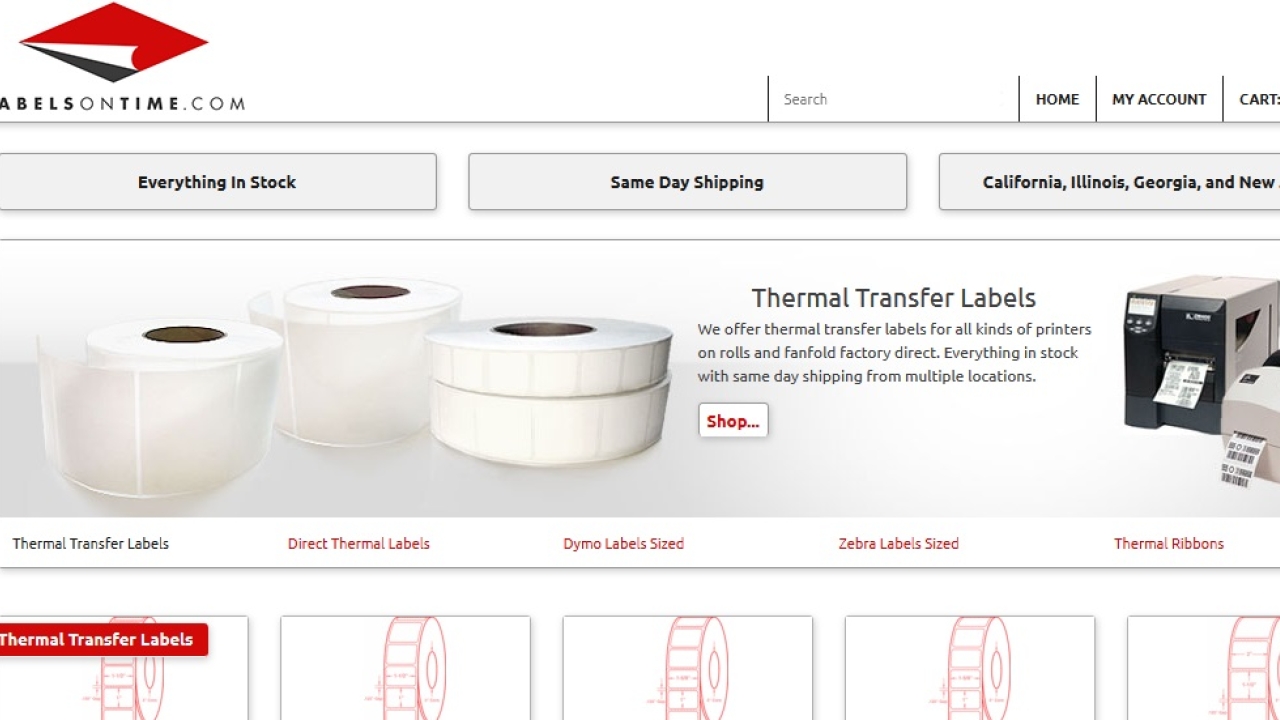 Labels Ontime will stock more than 150 sizes at four strategically located warehouses across the US - California, Georgia, Illinois and New Jersey Labels Ontime will stock more than 150 sizes at four strategically located warehouses across the US - California, Georgia, Illinois and New Jersey