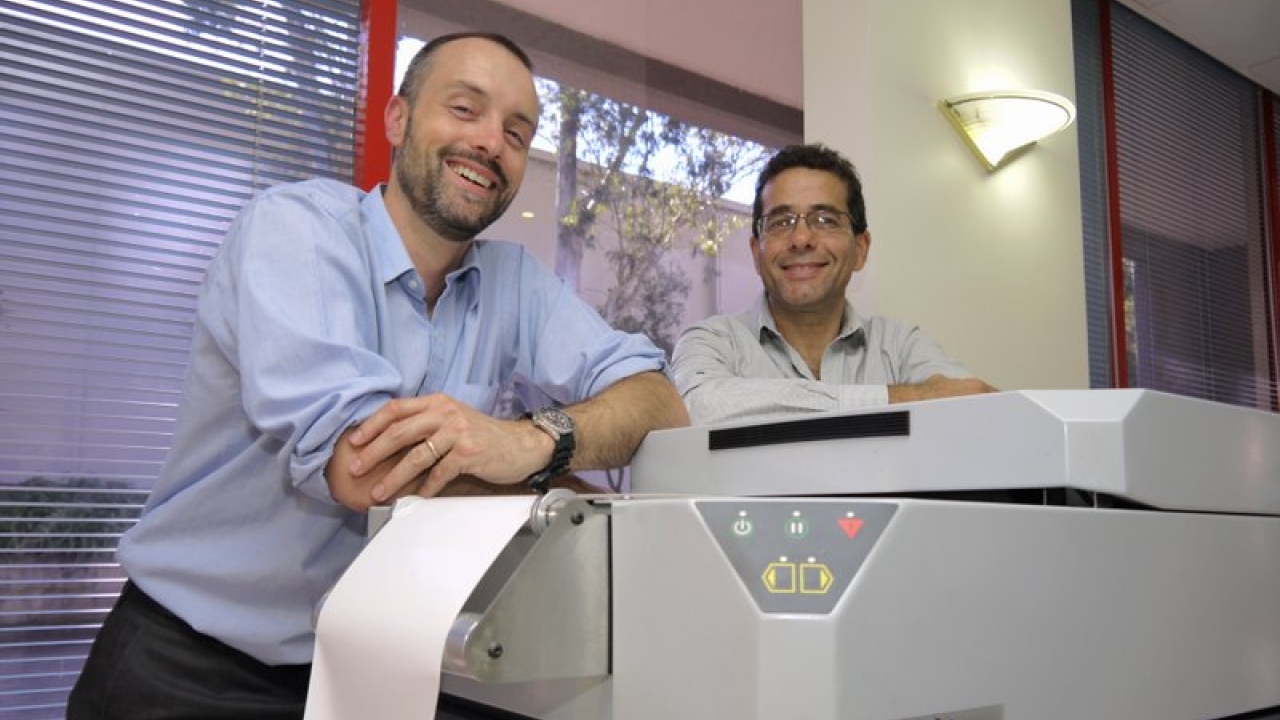 Nick Mansell, Mike Ellis and the Rapid X2 digital label press