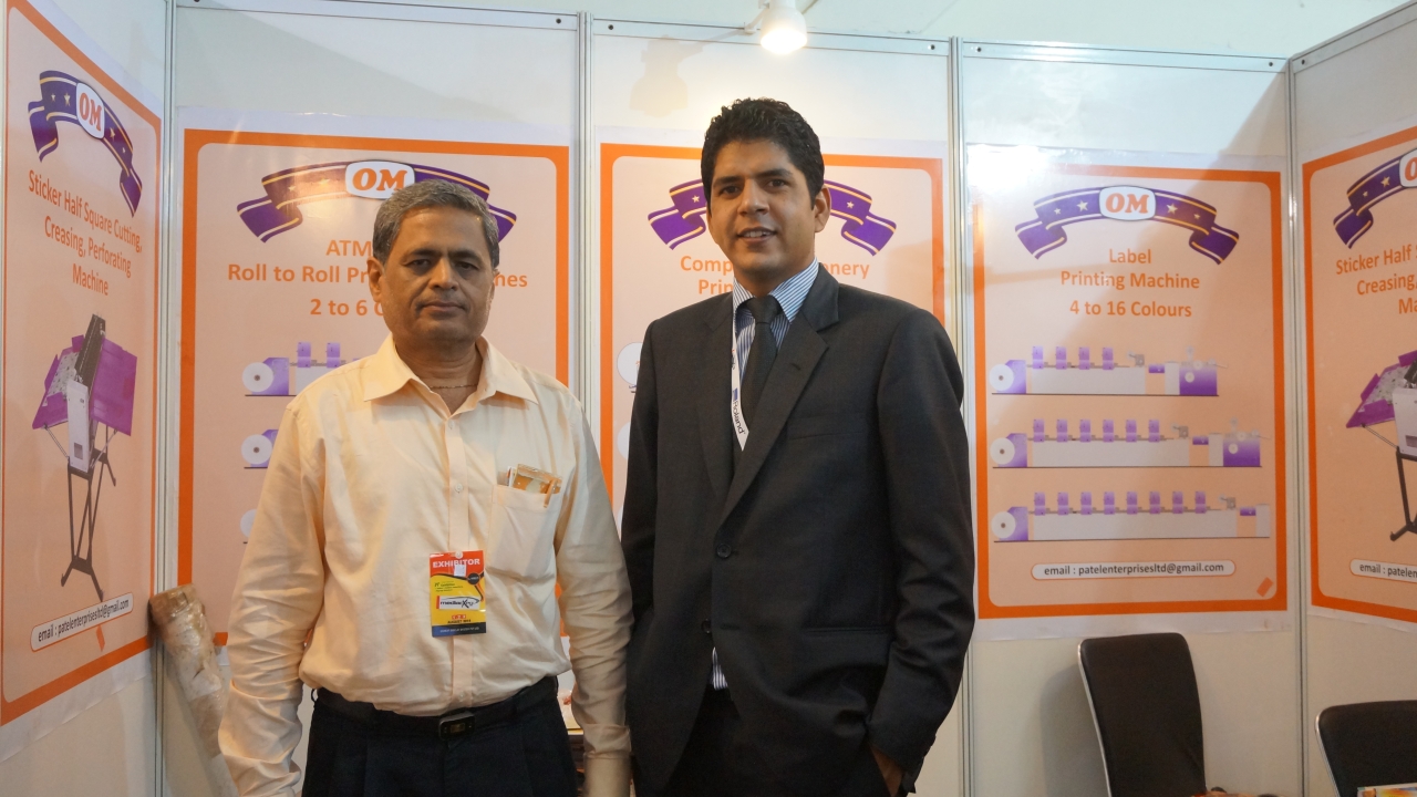 Santu Patel of Patel Enterprises with Pradeep Saroha, Labelexpo India Santu Patel of Patel Enterprises with Pradeep Saroha, Labelexpo India