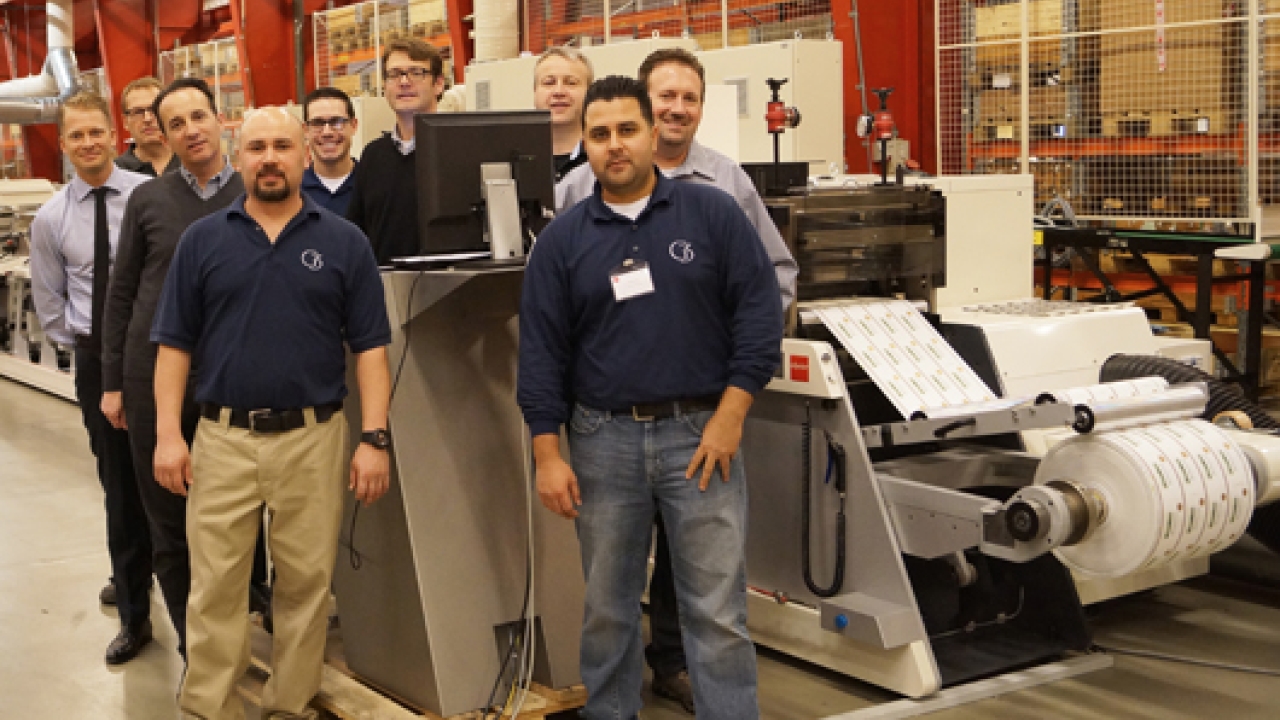 The G3 Enterprises and Nilpeter teams in front of the 11-colour FA-4 at Nilpeter's production facilities in Denmark