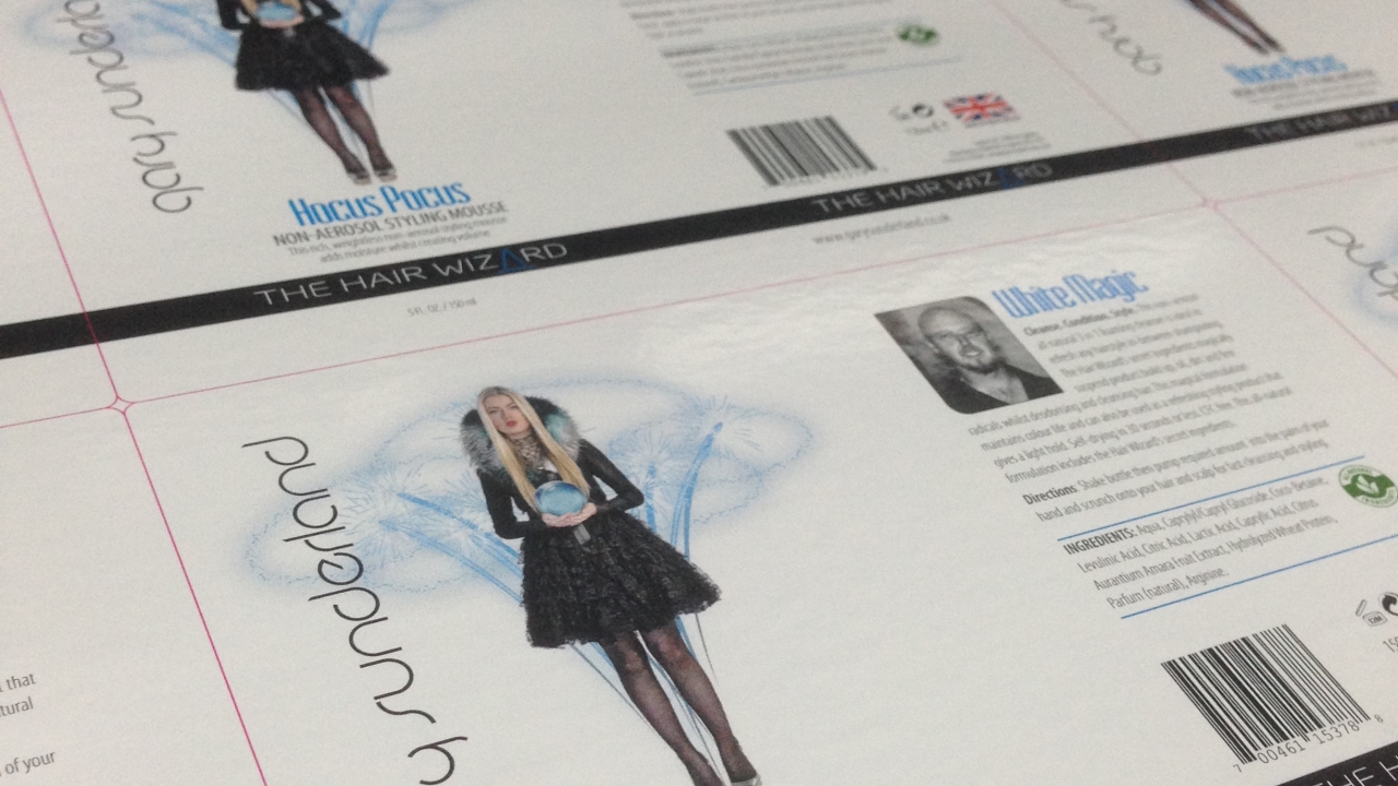 The Hair Wizard labels in production on the Epson SurePress L-3044A at Superfast Labels