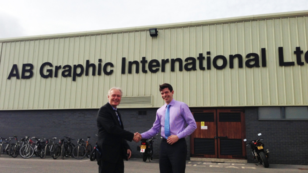 Jakob Landberg (left), sales and marketing director at Nilpeter, and Matthew Burton of AB Graphic 
