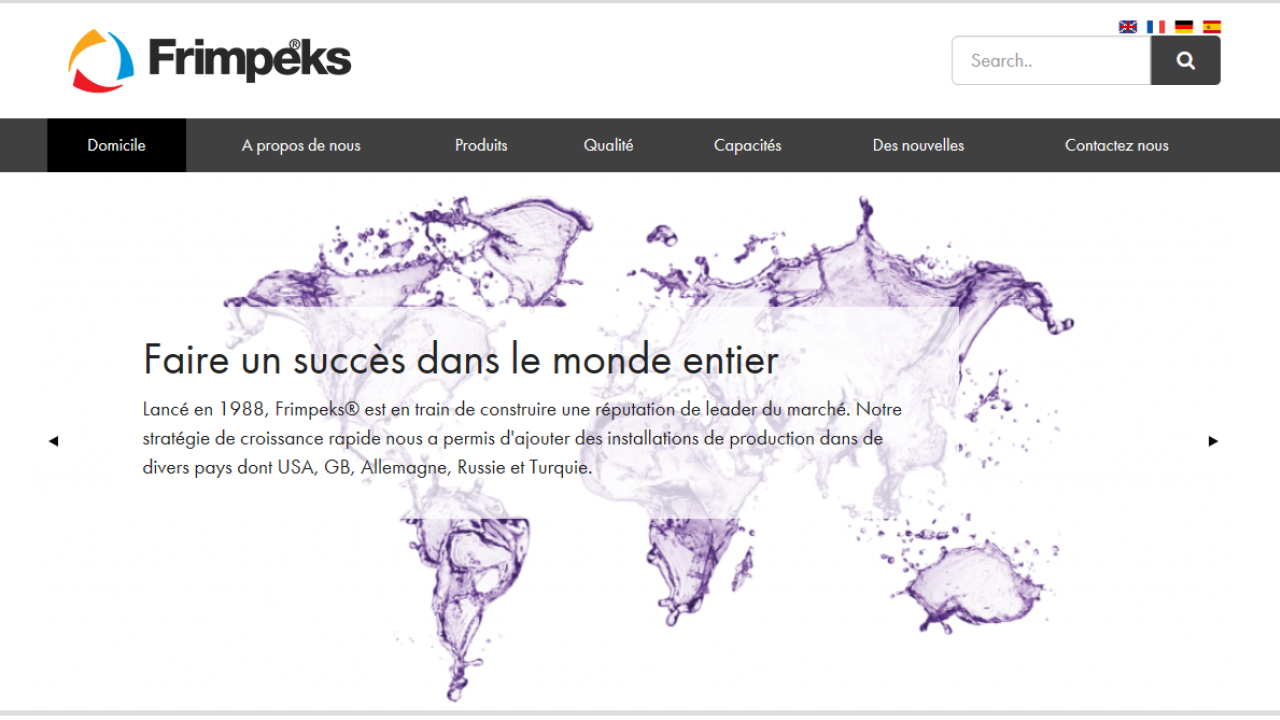 Frimpeks has added a French version of its website, complementing its existing online presence in English, German and Spanish Frimpeks has added a French version of its website, complementing its existing online presence in English, German and Spanish