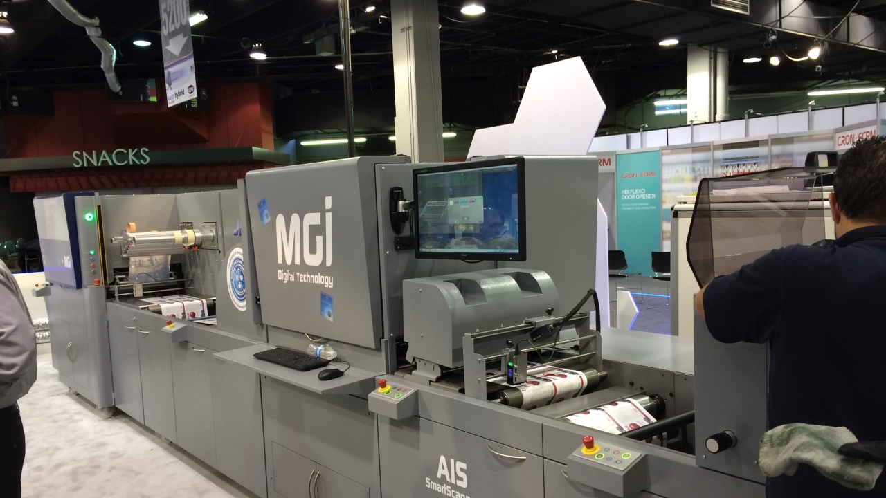 MGI digital embellishment system on Konica Minolta stand