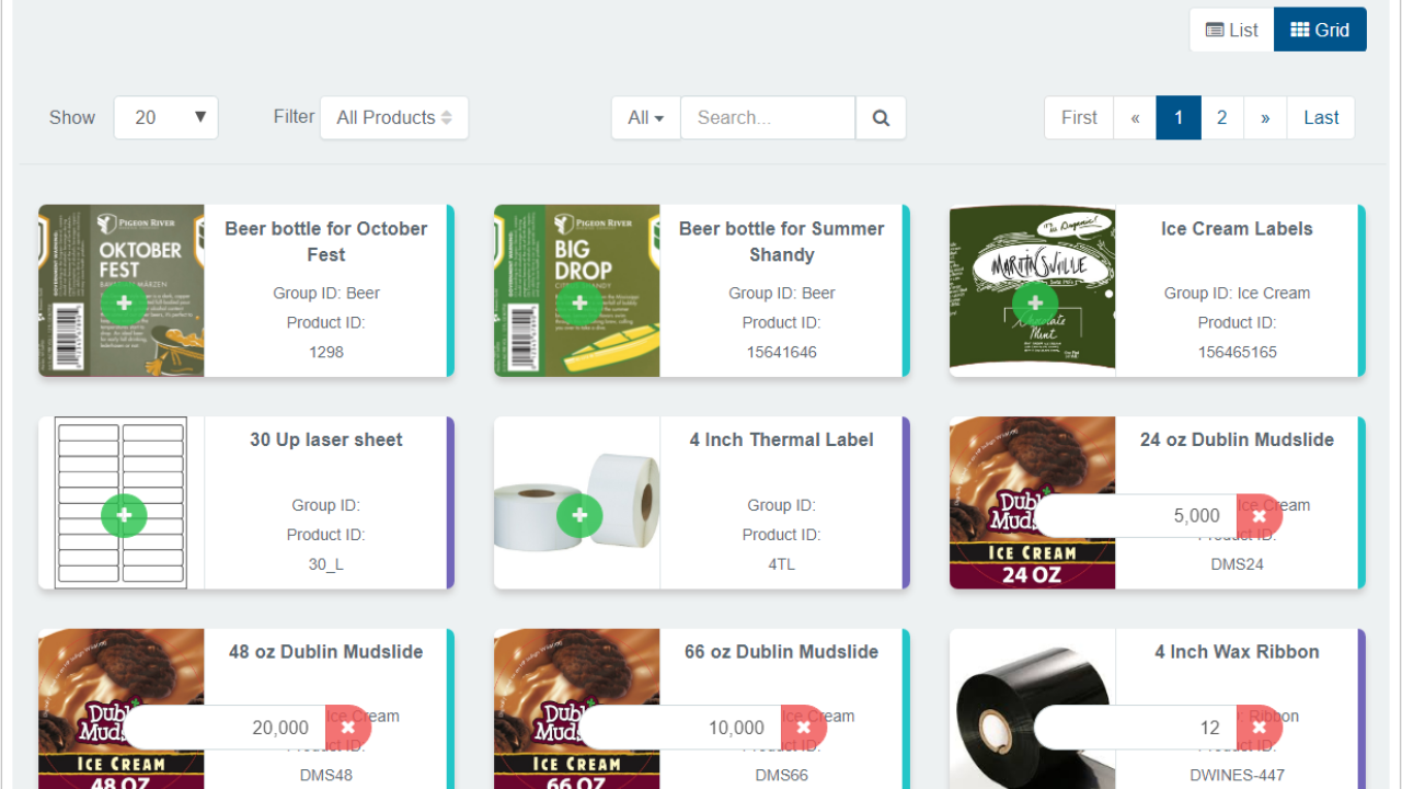 Customers can view an online catalog of all the products that they buy – whether custom labels, ribbons, printers or blank labels – and place orders online Customers can view an online catalog of all the products that they buy – whether custom labels, ribbons, printers or blank labels – and place orders online