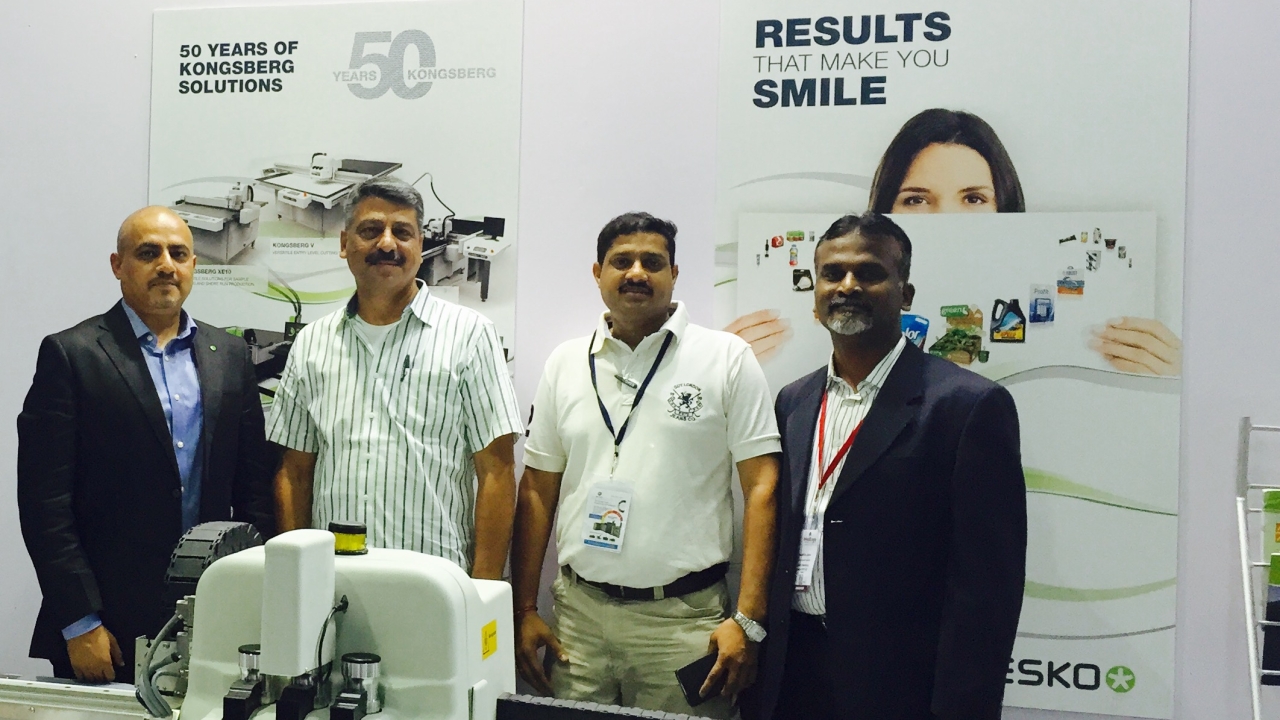 L to R: Srihari Rao, sales director, Esko Graphics India; K.V. Prasad, managing director, Label Kingdom; Ujwaldeep Rao, operations manager, Label Kingdom; and Fredrick John, sales account manager, Esko Graphics India L to R: Srihari Rao, sales director, Esko Graphics India; K.V. Prasad, managing director, Label Kingdom; Ujwaldeep Rao, operations manager, Label Kingdom; and Fredrick John, sales account manager, Esko Graphics India