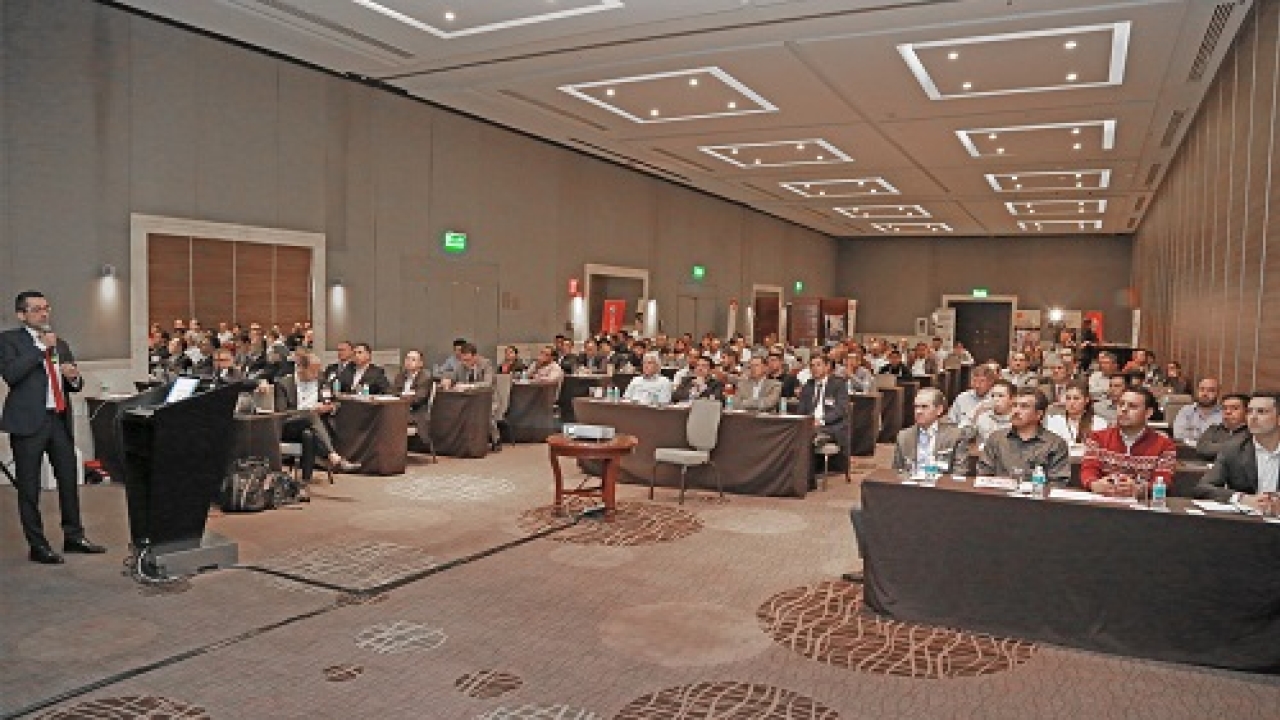 Dario De Meo, area sales manager, Bobst Firenze, addressing the audience at the roadshow in Mexico Dario De Meo, area sales manager, Bobst Firenze, addressing the audience at the roadshow in Mexico