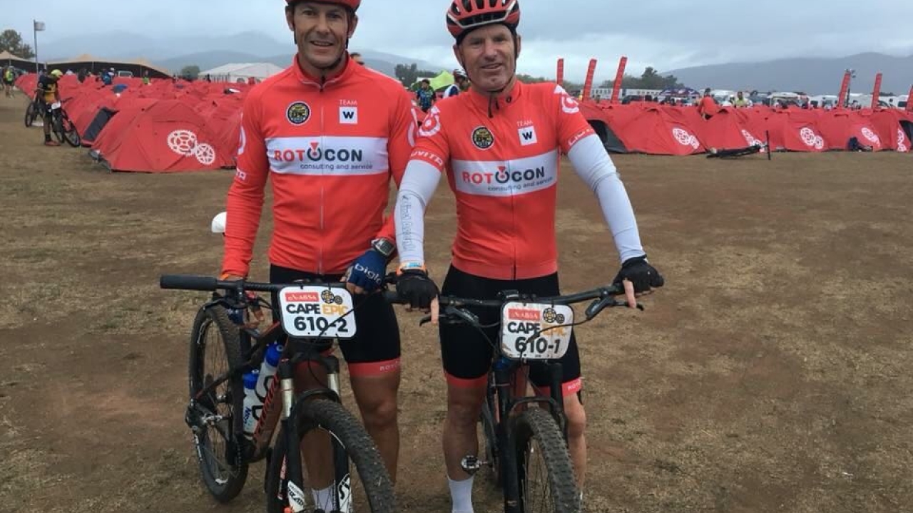 Brett Van Coller (left) and Grant Watson (right), who rode in the Absa Cape Epic Race 2018 for Team Woolworths Rotolabel