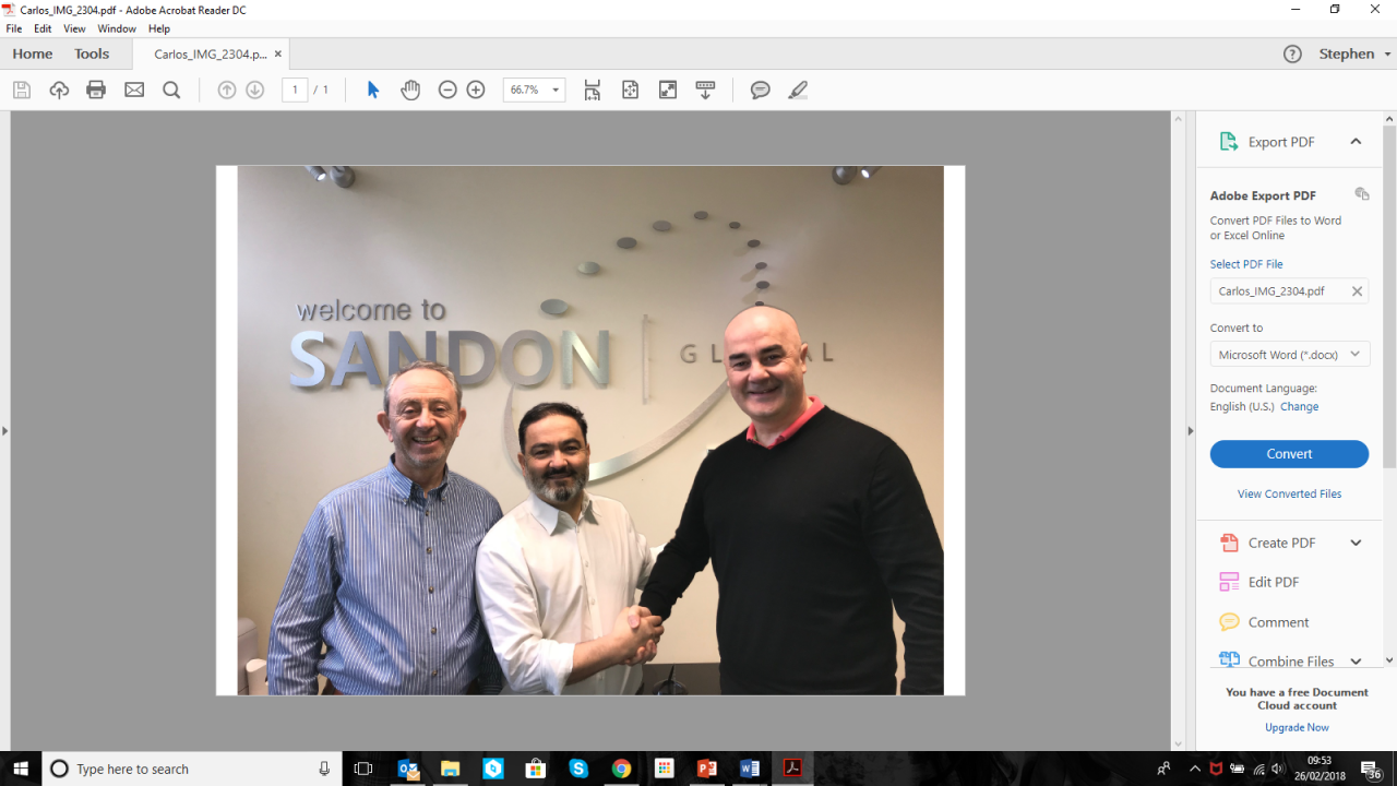 Pictured (from left): Sandon Global managing director John Millington, Carlos Da Rocha and Stuart Mitchell Pictured (from left): Sandon Global managing director John Millington, Carlos Da Rocha and Stuart Mitchell