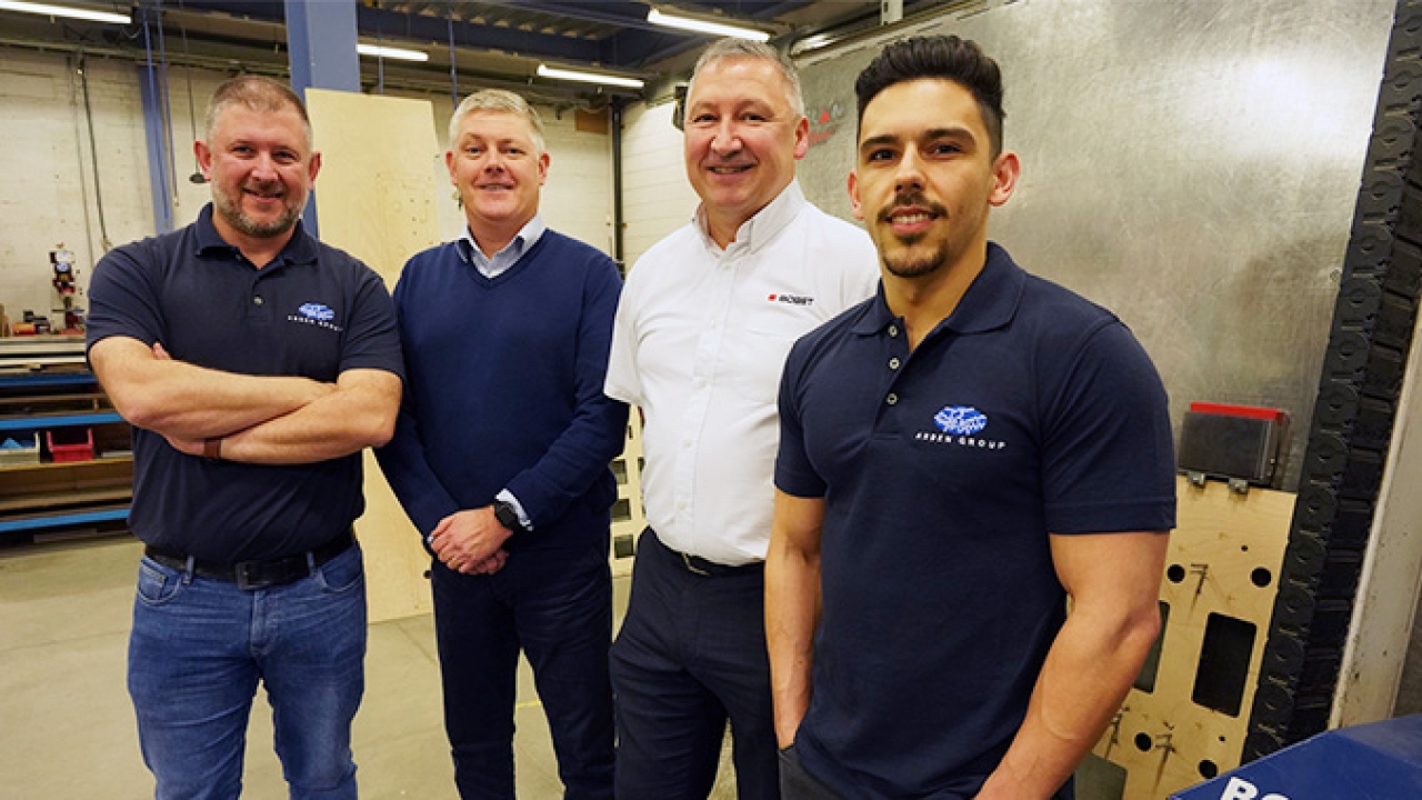 L-R: Russel Griffiths, CAD manager at Arden Dies; Simon Lynch, operations and sales director at Arden Dies; Graeme Doran, Bobst, Simon Zitouni, CAD team at Arden Dies.