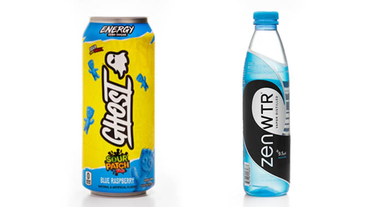 (L-R) McDowell won in the ‘Heat-shrink TD Sleeve’ category for its label for ‘Ghost/Sour Patch Kids: Blue Raspberry’ and Exportaciones Im Promocion (EXIMPRO) earned the award for ‘Environmental Contribution’ for the product Zen Water (L-R) McDowell won in the ‘Heat-shrink TD Sleeve’ category for its label for ‘Ghost/Sour Patch Kids: Blue Raspberry’ and Exportaciones Im Promocion (EXIMPRO) earned the award for ‘Environmental Contribution’ for the product Zen Water