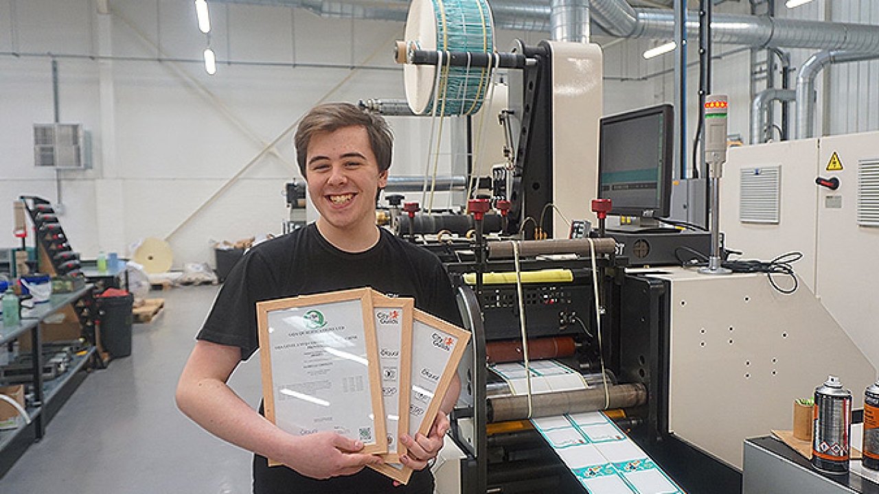 James Le Gresley has become the first employee of Aztec Label to successfully gain a professional qualification under the British Printing Industries Federation apprenticeship scheme
