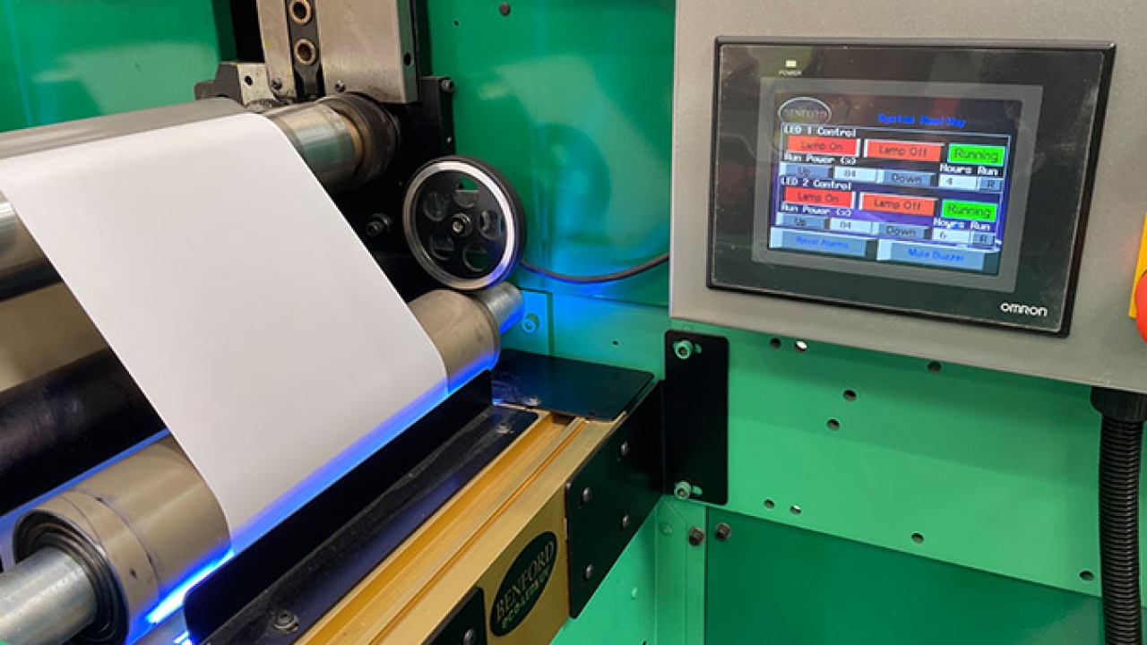 Aztec Labels has installed a Benford LED UV drying system on a 2-color press to boost its sustainability performance further