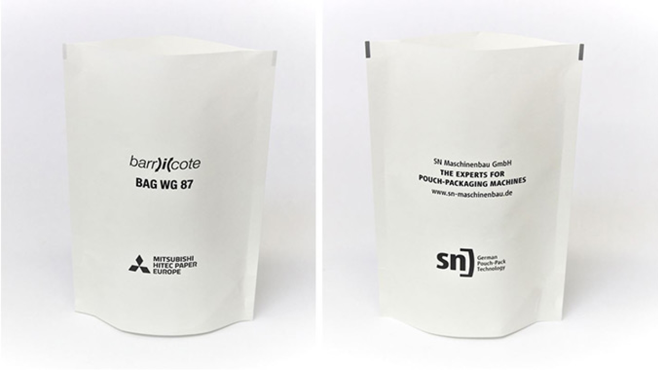 Mitsubishi HiTec Paper has partnered with SN Maschinenbau, a pouch packaging machines specialist, to offer barricote, a safe and environmentally friendly packaging made of paper