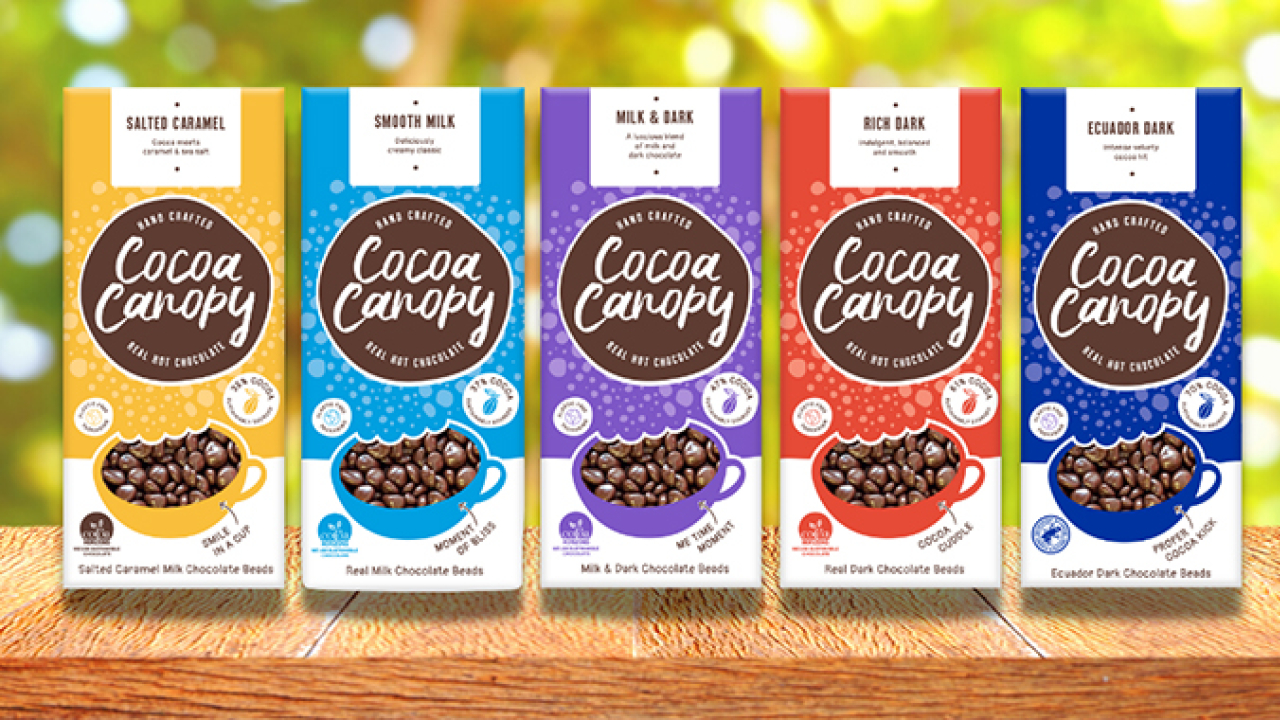 Cocoa Canopy has transformed its packaging by incorporating sustainability and provenance into branding with the help of compostable packaging specialist, Futamura