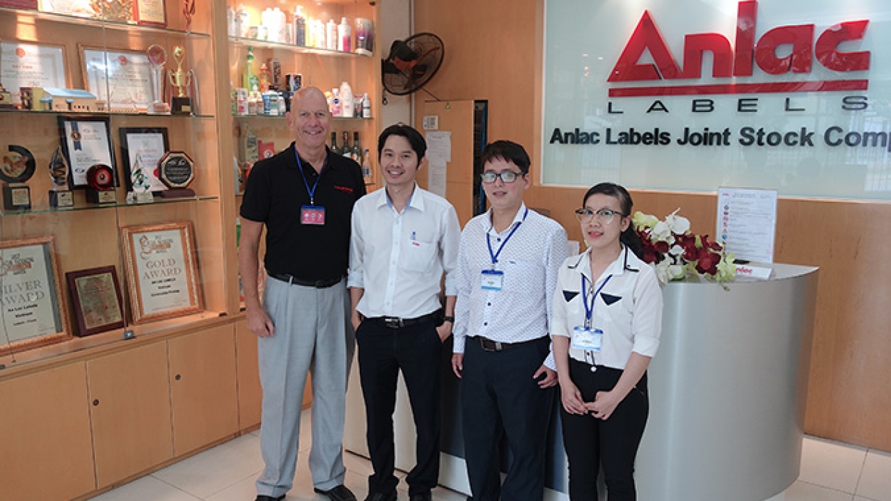 L-R: Finn Hinze, sales manager at Vetaphoe; Le Quoc Dung, purchasing manager at Anlac; Trinh Tran Minh Duc and Tran Thi Minh Thu of Toanan, Vetaphone’s representative in Vietnam