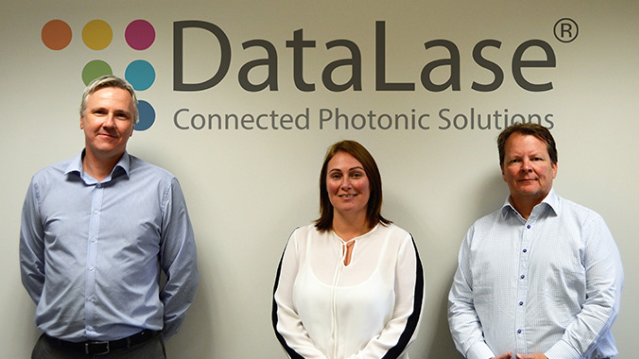 L-R: Alexander Grant, CTO;  Clare Lewis, CEO; and Paul Dustain, CSMO at DataLase
