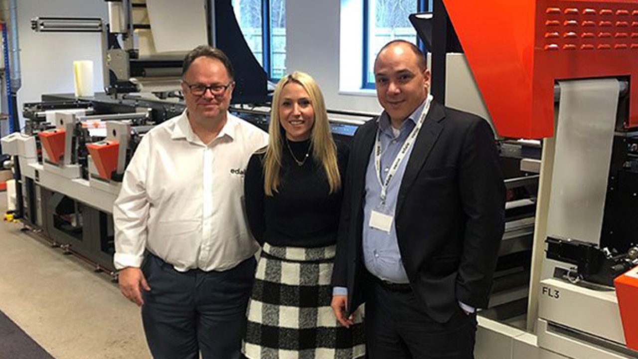 L-R: Darren Pickford, sales director of Edale; Louise Bailey. business development manager of Edale; Dino Miketek, owner of Imagus