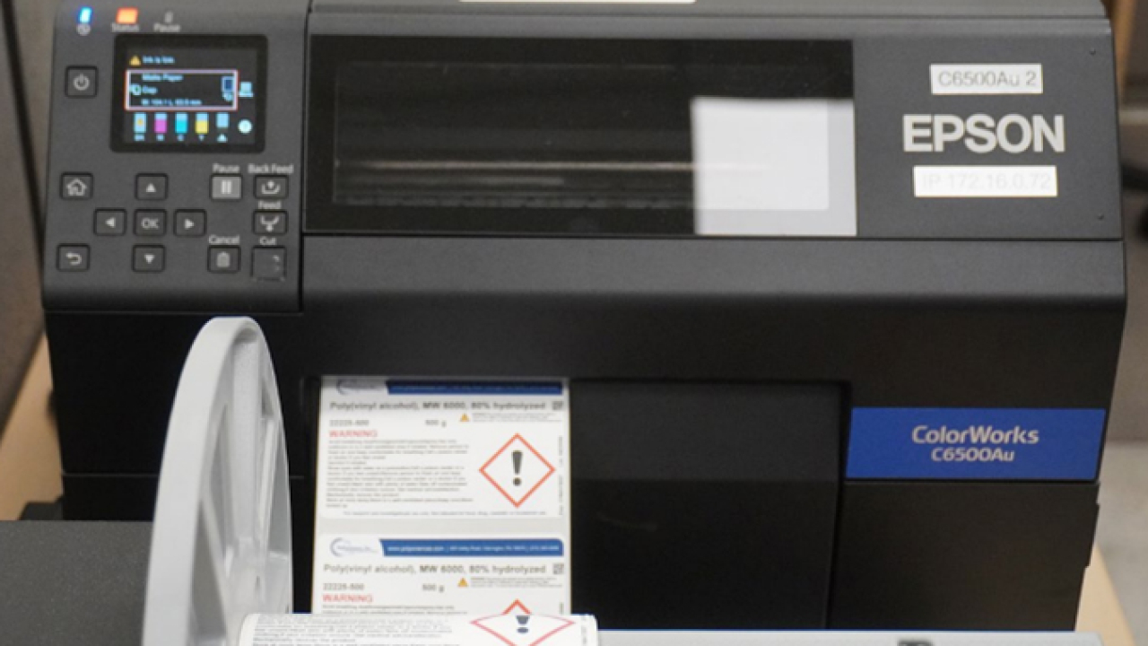 Polysciences has invested in Epson ColorWorks on-demand color label printers to help ensure high-quality, accurate, consistent and durable labels