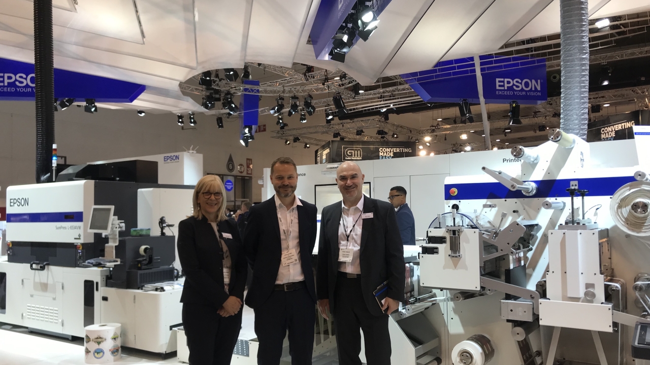 L-R: Jill Church, Epson; Uffe Nielsen, GM; Marc Tinkler, Epson