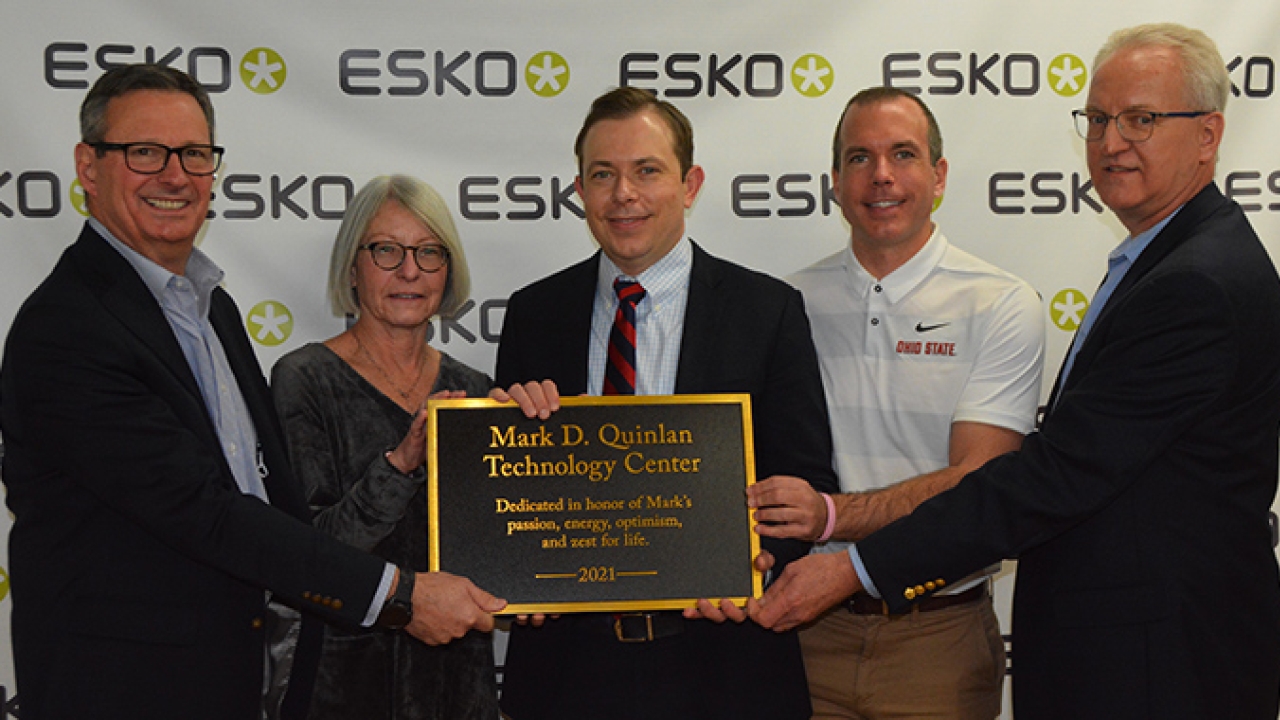 L-R: Steve Bennett, VP/GM for Esko North America, Julia Quinlan, Kevin Quinlan, Sean Quinlan, Gary Evers, finance director at Esko North America.