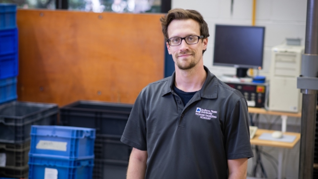 Cole Weather, senior packaging engineering technology major at Indiana State University Cole Weather, senior packaging engineering technology major at Indiana State University