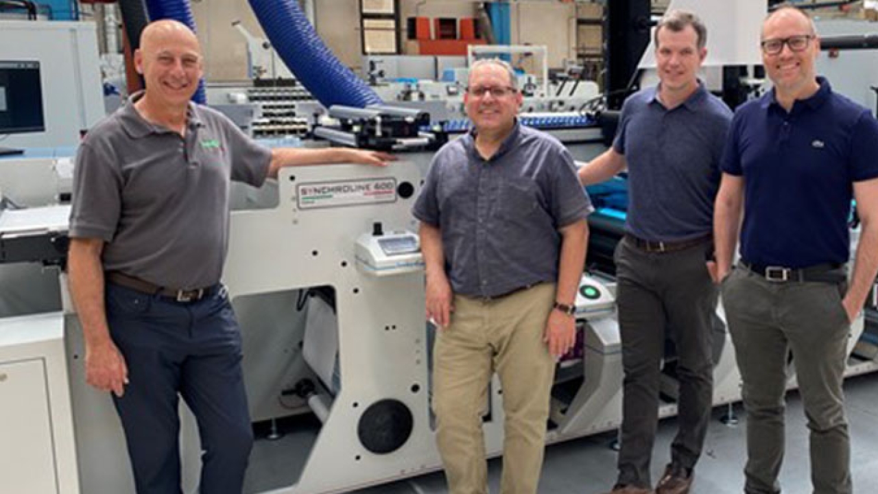 (L-R) Steve Leibin, president, Matik; Ken Pizucco, chief supply chain officer, Fortis Solutions Group; Vito Ghiloni, vice president of manufacturing, Fortis Solutions Group; Massimo Lombardi, general manager of Lombardi Converting Machinery