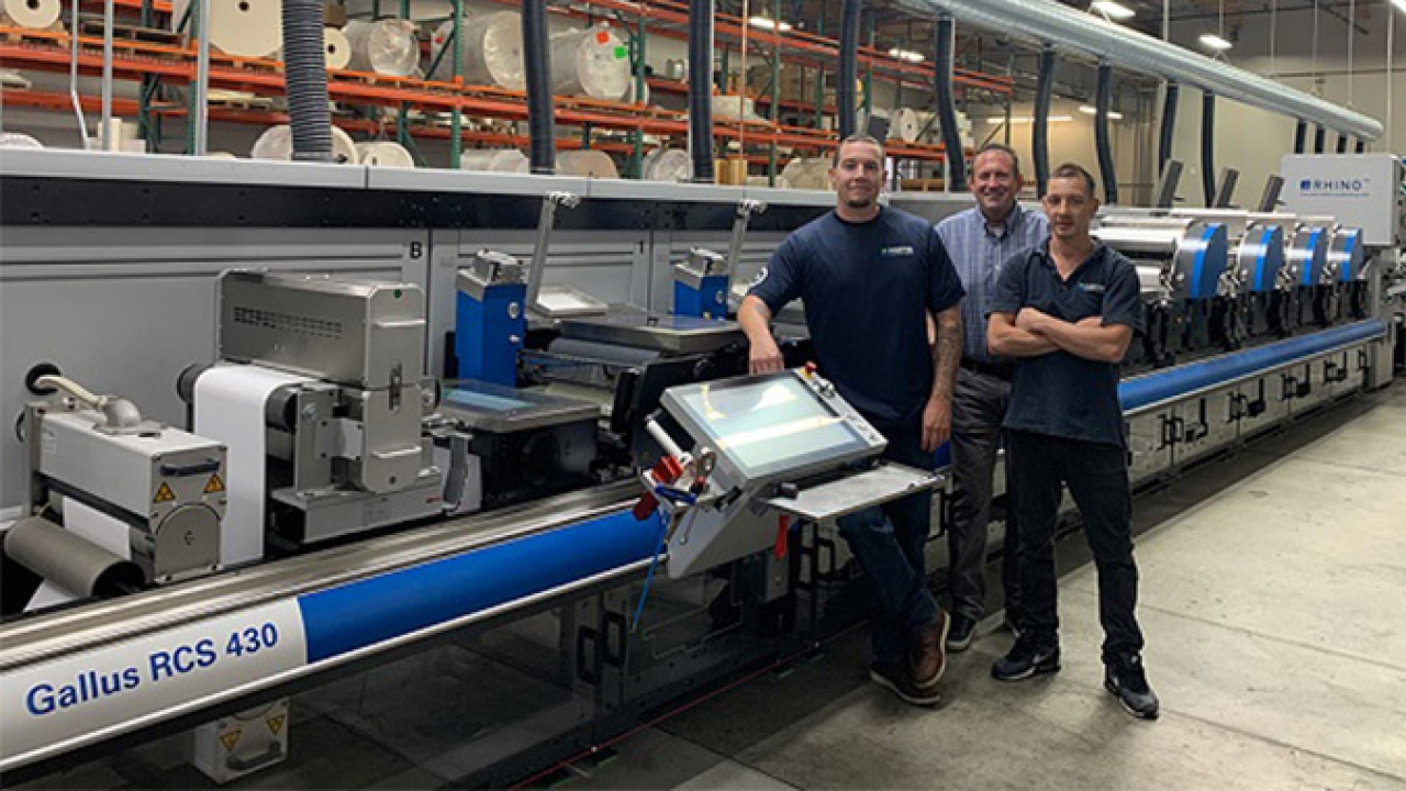L-R: Kenny Nunes, production manager at Fortis; James Stone, director of wine and spirits at Fortis; and Aron Lok, production manager at Fortis with the new Gallus RCS 430