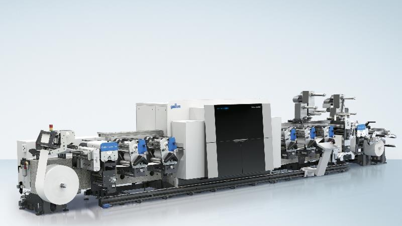 The Gallus Labelfire E 340 features CMYK plus digital white Gallus dss 5-color Labelfire
