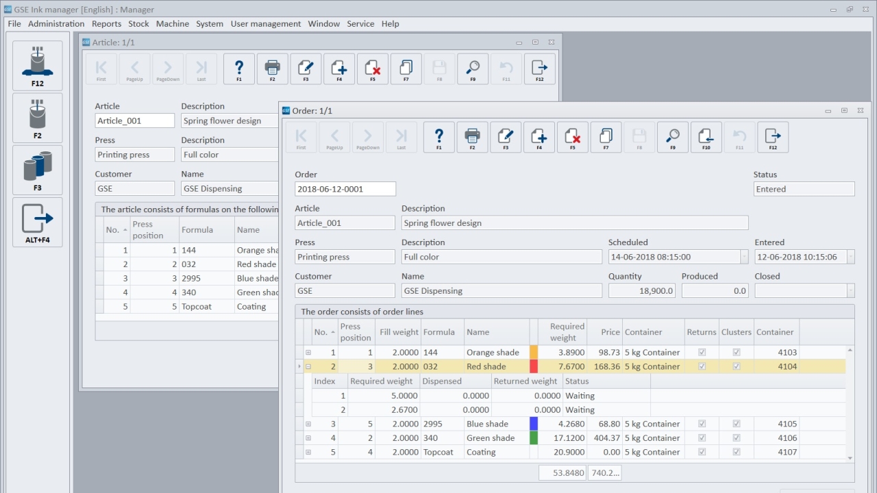 The new management software module, GSE Article management, features two control elements to enable the operator to achieve repeatable quality and accurate cost estimates when printing a design, or ‘article The new management software module, GSE Article management, features two control elements to enable the operator to achieve repeatable quality and accurate cost estimates when printing a design, or ‘article