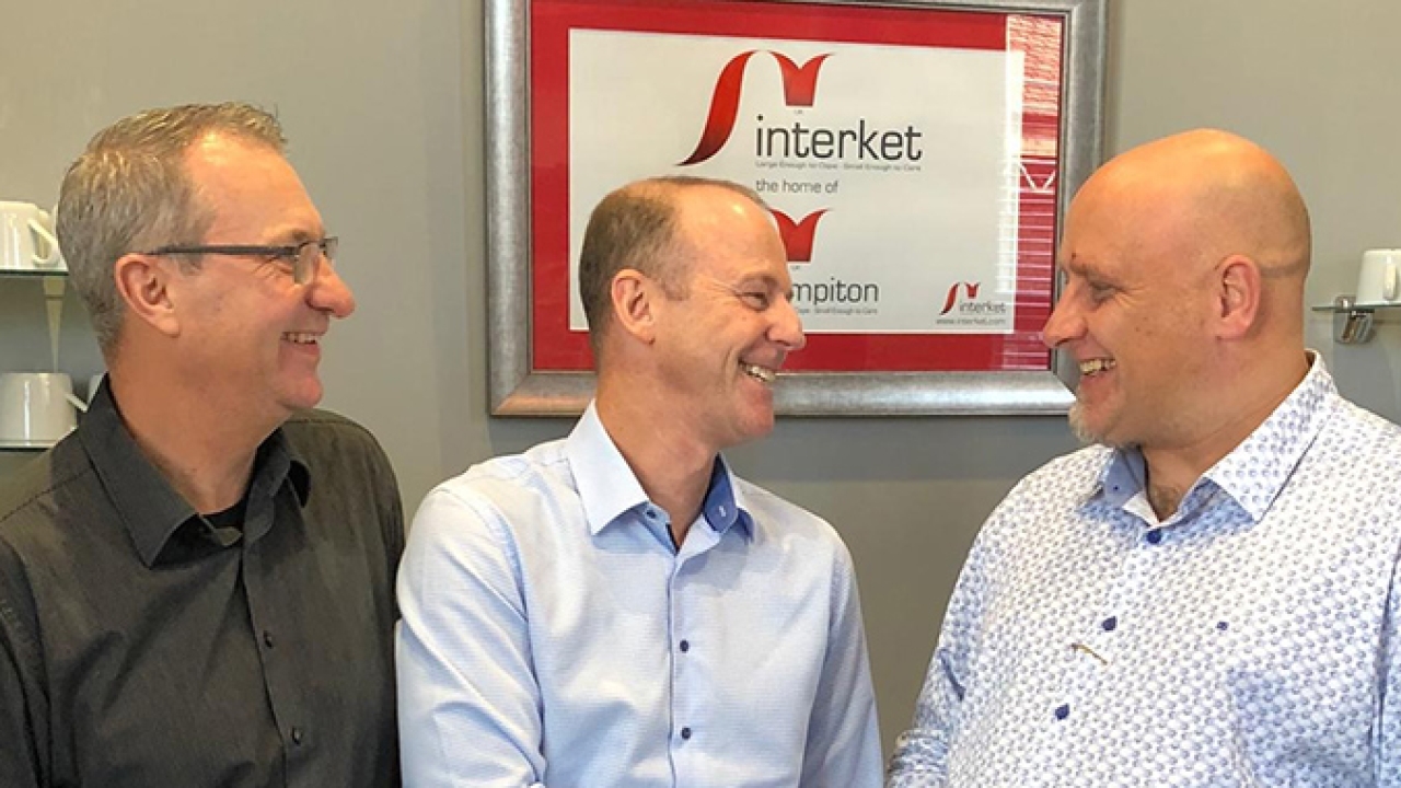 L-R: Vince Hughes, production and technical manager at Interket; Nick Tyrer, sales director at MPS Systems and Tim Pattison, sales and operations director at Interket