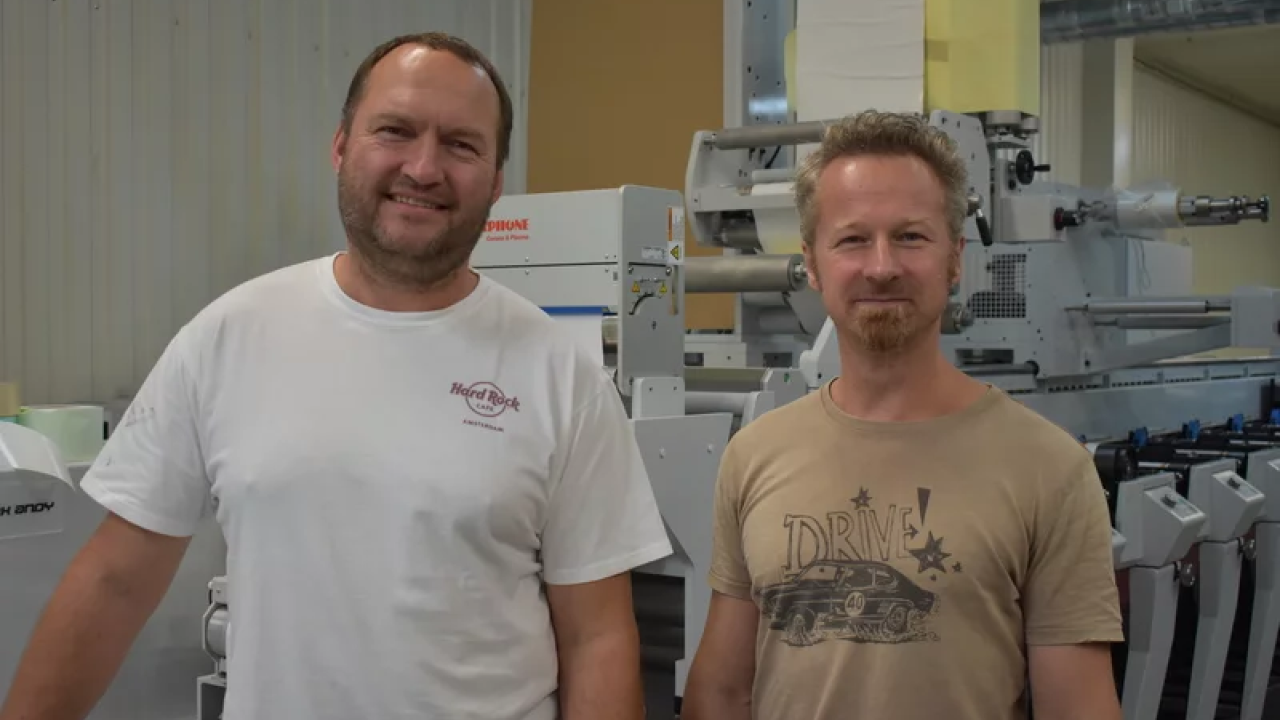 Bronislav Kuda (left) and Radim Krutis (right) with the new Mark Andy P5E at KZK in Brno Czech label printer KZK installs Mark Andy P5E flexo press