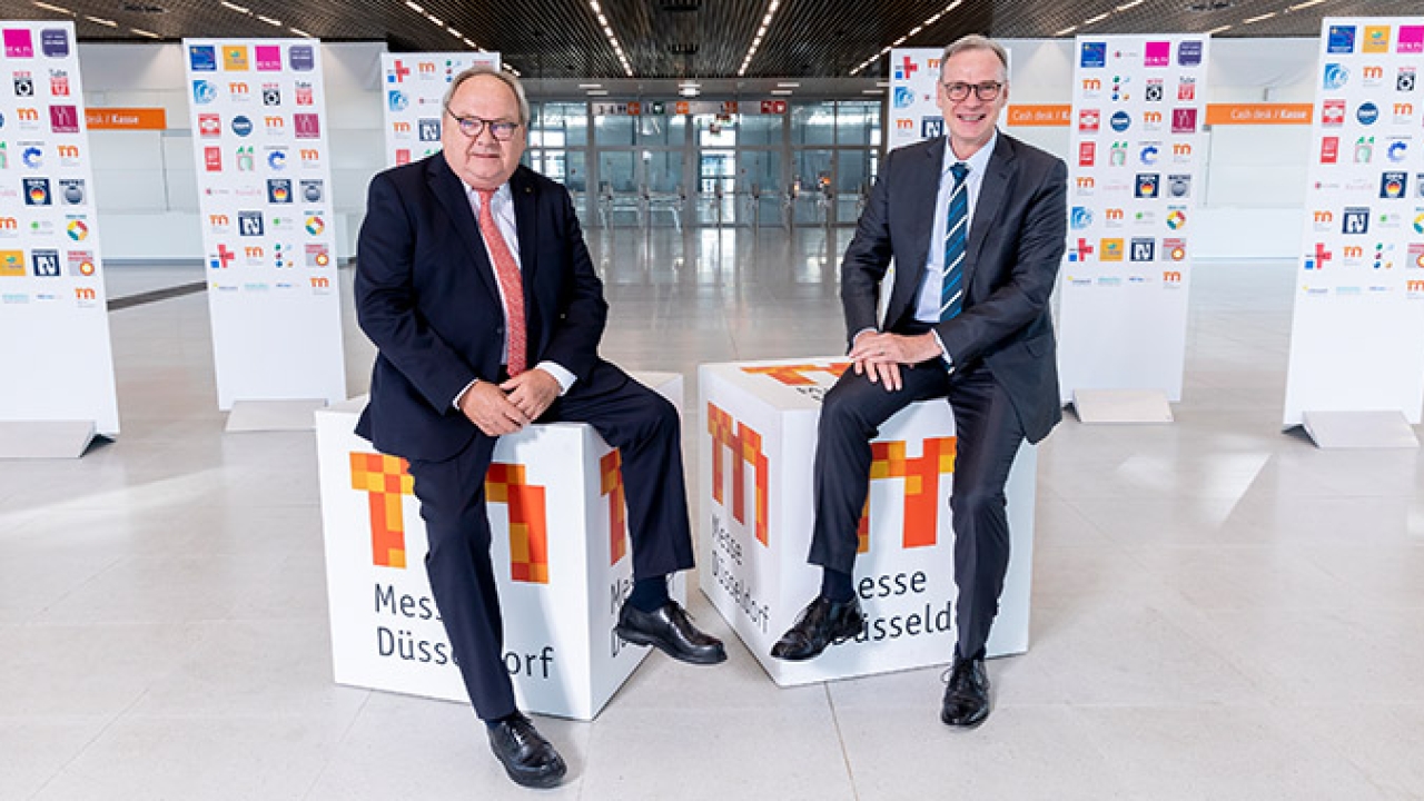 L-R: Werner Dornscheidt, outgoing CEO and Wolfram Diener who has been appointed new CEO of Messe Düsseldorf