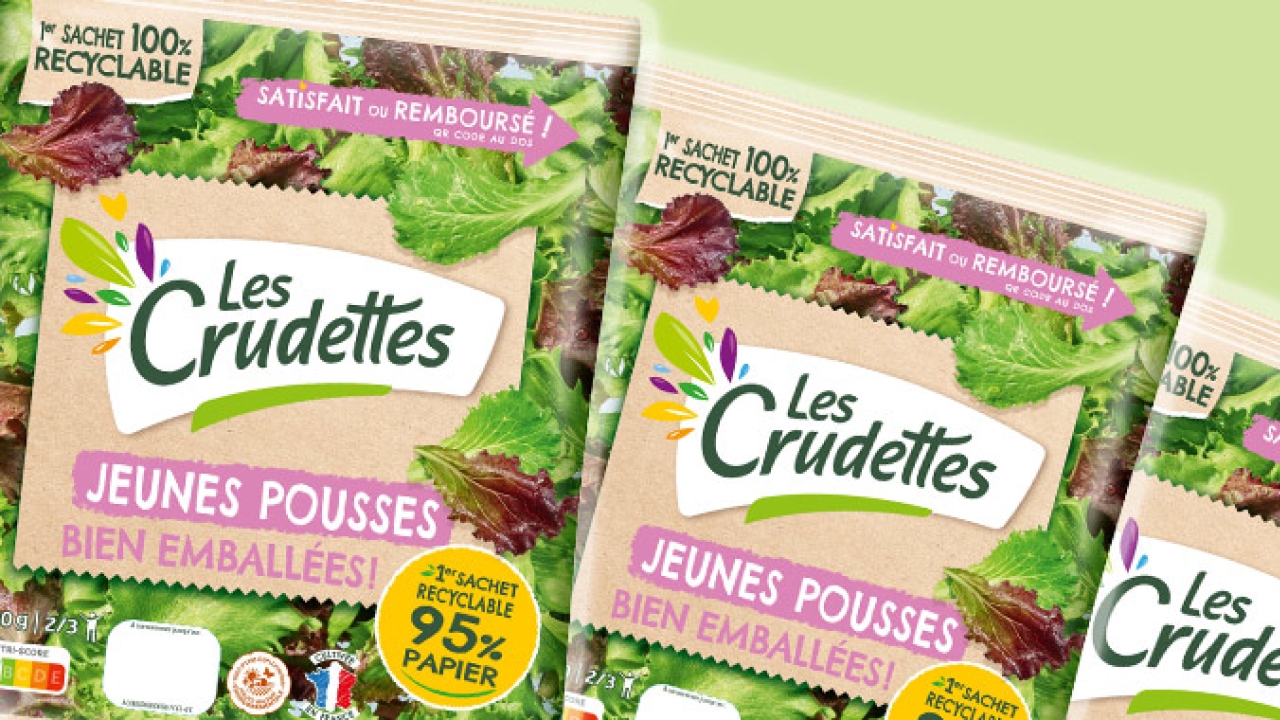 French Group LSDH has opted for Mondi’s first recyclable functional barrier paper bag for its Les Crudettes salad range
