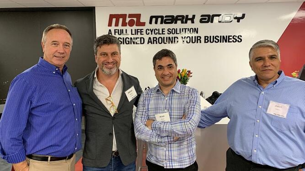 Pictured L-R: John Cavey, Latin America sales director, Mark Andy; Adrián Mensur, director, Novaprint Group; Ariel Musri, director, Novaprint Group; John Vigna, sales manager, Mexico, Central America and the Caribbean, Mark Andy Pictured L-R: John Cavey, Latin America sales director, Mark Andy; Adrián Mensur, director, Novaprint Group; Ariel Musri, director, Novaprint Group; John Vigna, sales manager, Mexico, Central America and the Caribbean, Mark Andy