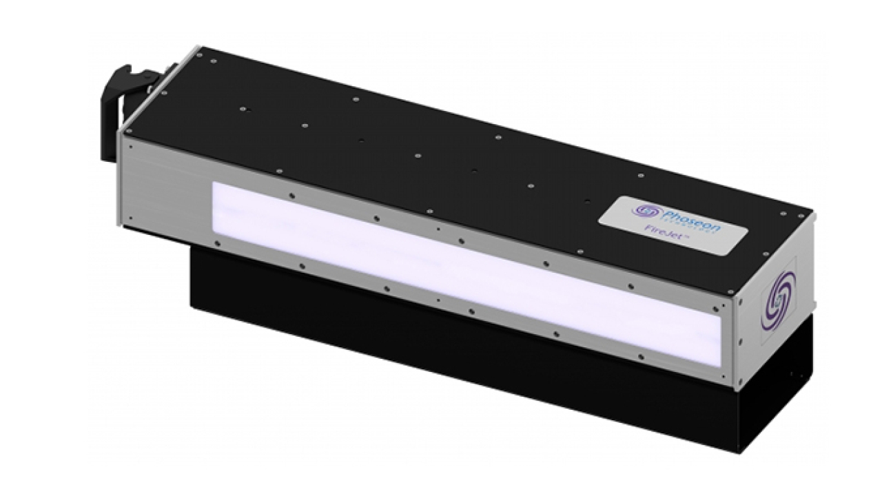 Phoseon Technology is introducing the FireJet FJ645 UV LED self-contained, air-cooled curing lamp for flexo applications at Labelexpo Europe 2019