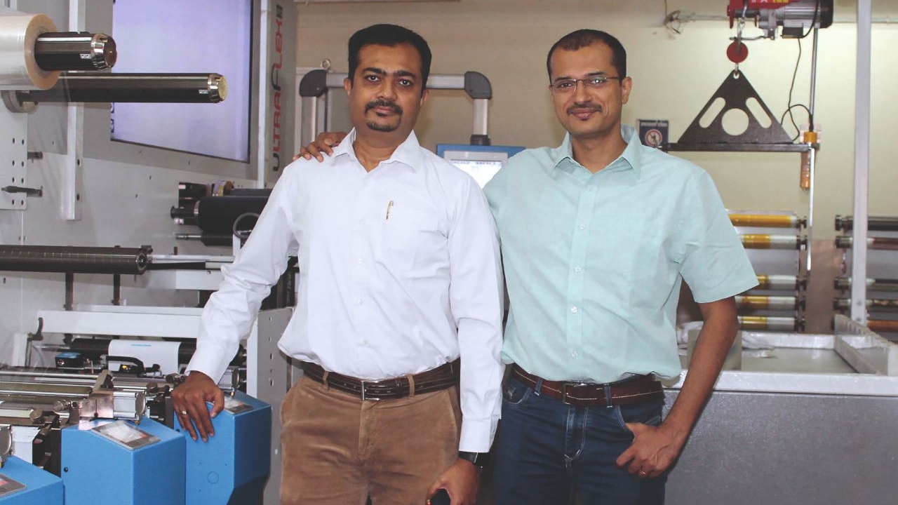 Mandar Ugar (left) and Abhijeet Ugar of Vikram Printers, Pune with their new Ultraflex UFO multi substrate press