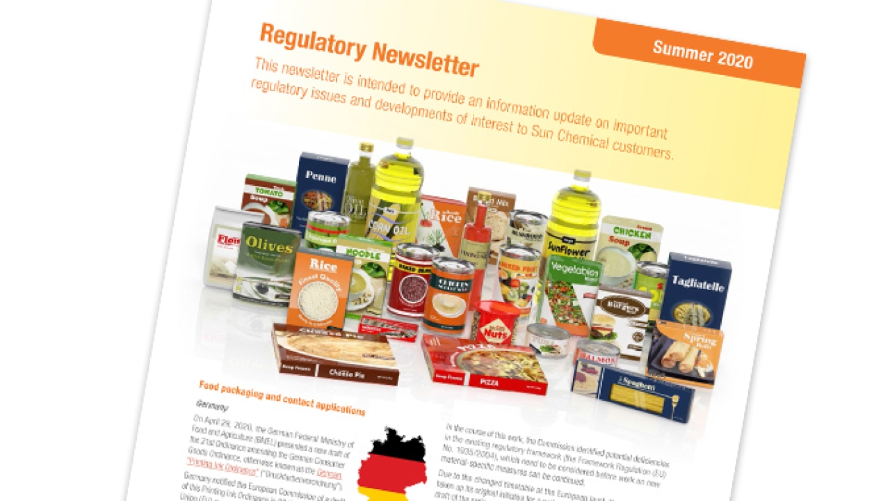 Sun Chemical has released its Summer 2020 Regulatory Newsletter to help its customers adhere to international compliance standards
