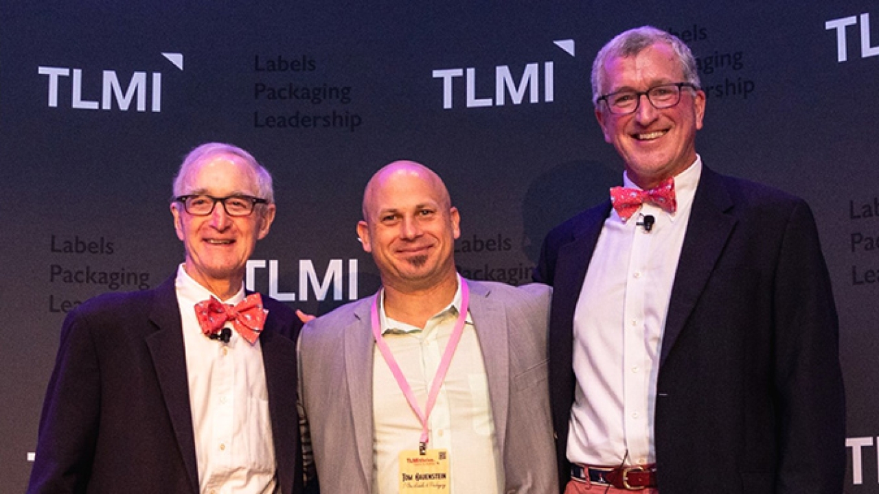 Tom Hauenstein from S-One Packaging between Calvin Frost and Jim Sheibley Tom Hauenstein from S-One Packaging between Calvin Frost and Jim Sheibley